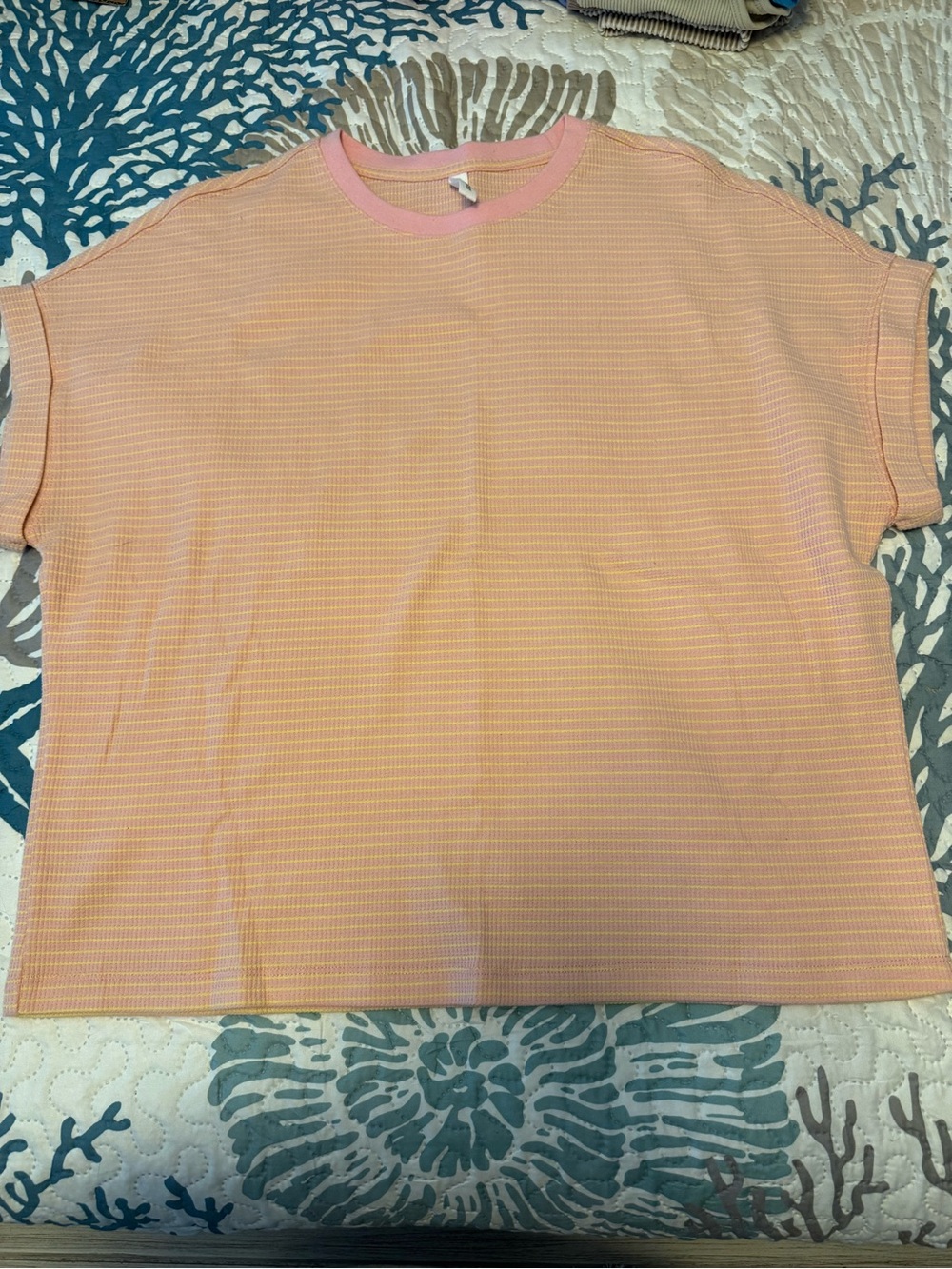 Wishlist Pink and Peach Striped Ringer Tee